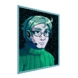 🙂 pixel art, portrait, man, headset, glasses, green telegram sticker