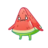 🍉 Pastèque, Fruit, Dessin animé, Mignon, Triste, Personnage whatsapp sticker
