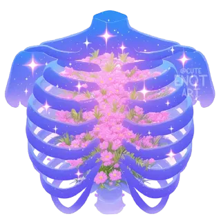 🌌 ribcage, flowers, floral, skeleton, stars, galaxy, cute telegram sticker