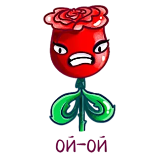 😠 mawar, bunga, kartun, marah, tanaman whatsapp sticker