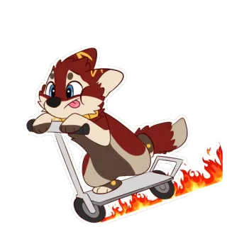 😤 perro, patinete, llamas, dibujos animados, lindo, gracioso telegram sticker