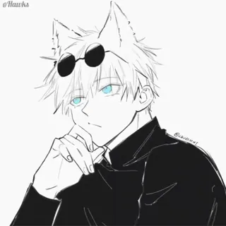 🎆 アニメ, キャラクター, サングラス, 狼耳, イラスト, 漫画, イラスト telegram sticker