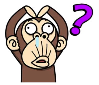 🤔 원숭이, 물음표, 만화, 혼란, 슬픈, 스티커, 이모티콘 telegram sticker