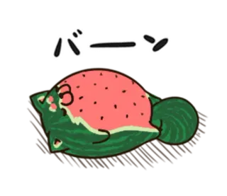 🐶 バーン wassermelone, niedlich, cartoon, tier, aufkleber, lustig, japanisch telegram sticker