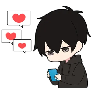 ❤️ anime, chibi, cute, hearts, phone, love, manga telegram sticker