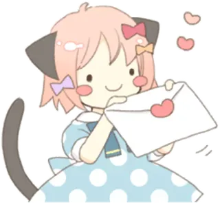 💌 Anime, Kawaii, Fofo, Garota gato, Letra, Coração, Desenho animado telegram sticker