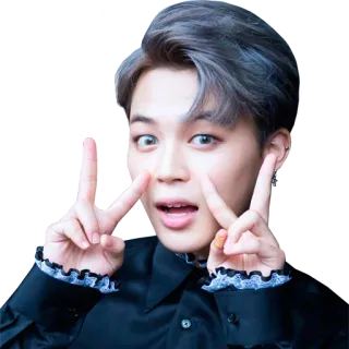 ✌️ Jimin ジミン, BTS, K-POP, 歌手, アイドル, ピースサイン telegram sticker
