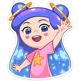 😔 kartun, gadis, ombak, bintang, lucu, bahagia, ramah telegram sticker