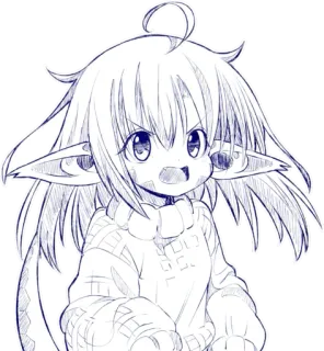 🤬 Anime, Gadis, Sketsa, Manga, Ilustrasi, Karakter telegram sticker