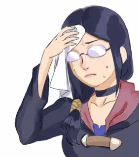 😳 sudando, stanca, donna, occhiali, preoccupata, esausta, nervosa telegram sticker