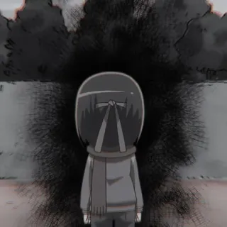 🀄 Anime, Fille, Sombre, Sombre, Seule, Écharpe, Nœud telegram sticker