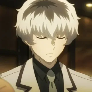 😔 Ken Kaneki Tokyo Ghoul Аниме, Манга, Гуль, Кен Канеки, Белые волосы, Персонаж telegram sticker