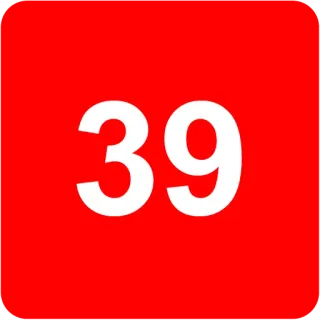 🟥 39 number, red, white telegram sticker