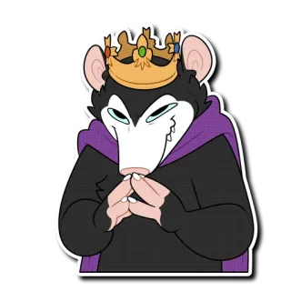 🤭 opossum, raja, mahkota, kartun, binatang, lucu, kerajaan whatsapp sticker