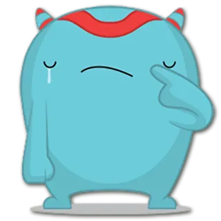 😢 슬픈, 울음, 이모티콘, 괴물, 귀여운, 파란색, 눈물 telegram sticker