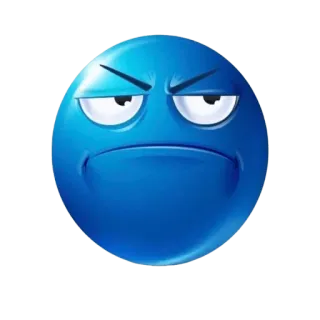 😐 zangado, emoji, azul, expressão, humor, rabugento whatsapp sticker