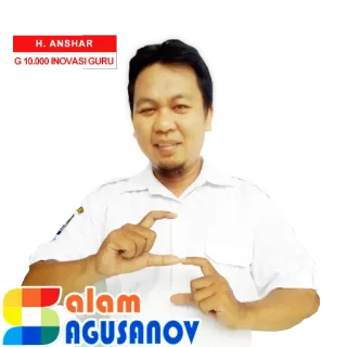 🙏 H. ANSHAR
G 10.000 INOVASI GURU
SALAM
AGUSANOV person, teacher, innovation, education, Indonesian, Asian whatsapp sticker