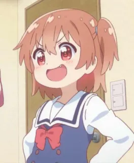 😎 Anime, Chica, Dibujo animado, Enojado/a, Lindo/a, Uniforme escolar telegram sticker