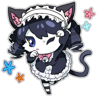 😉 кот, аниме, горничная, каваий, милый telegram sticker