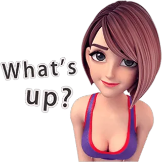 🙂 What's up? девушка, мультфильм, персонаж, приветствие, вопрос telegram sticker