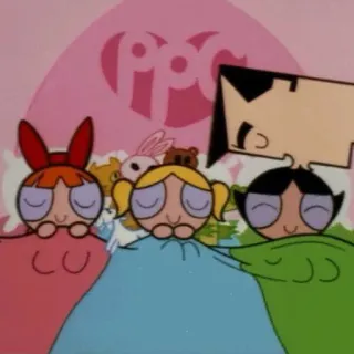 💋 Powerpuff Girls Cartone animato, Sonno, Carino, Nostalgia, Le Superchicche, Lolly, Dolly, Polly telegram sticker
