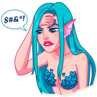 🤬 $#& *! Frau, genervt, frustriert, Cartoon telegram sticker