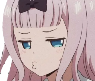 😒 Chika Fujiwara Kaguya-sama: Love Is War 动漫, 藤原千花, 辉夜大小姐想让我告白, 可爱, 女孩, 粉色头发, 蝴蝶结, 嘟嘴 telegram sticker