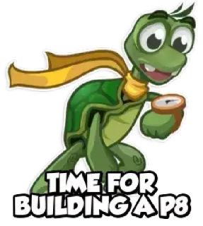 😬 TIME FOR BUILDING A P8 turtle, cartoon, time, building telegram sticker