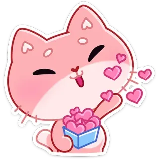 ❤️ кот, котенок, сердечки, любовь, милый, розовый telegram sticker
