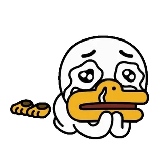 💬 pato, llorando, triste, dibujos animados, amarillo, lágrimas telegram sticker