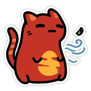 🌞 gato, desenho animado, animal, fofo, vermelho, relaxado, relax telegram sticker