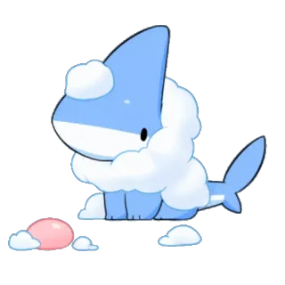 🚿 Haai, Wolk, Schattig, Cartoon, Dier, Blauw, Kawaii, Chibi telegram sticker