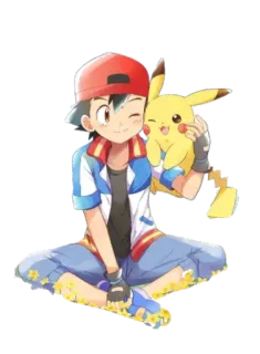 🧡 Ash Ketchum Pokemon Ash Ketchum, Pokémon, Pikachu, Cartoon, Anime whatsapp sticker