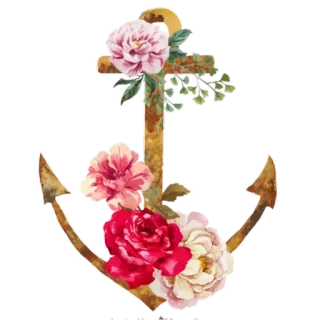 🌹 якорь, цветы, цветочный, морской, море, акварель telegram sticker