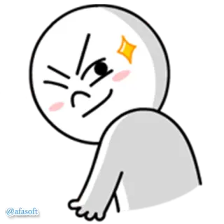 😏 @afasoft การ์ตูน, ตัวละคร, อิโมจิ, เรียบง่าย, สีขาว telegram sticker