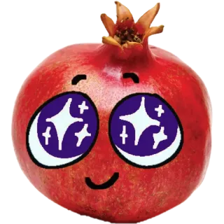 🥰 romã, fruta, fofo, olhos brilhantes, desenho animado telegram sticker