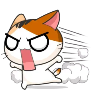 😤 猫, 怒り, 漫画, 走る, ほこり telegram sticker