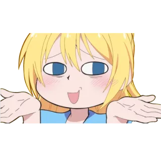 ❔ สาวอนิเมะ, การ์ตูน, น่ารัก, มังงะ, ผมบลอนด์, สับสน, ยักไหล่ telegram sticker