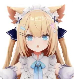 💋 Anime, Kawaii, Ragazza gatto, Cameriera, Cartone animato, Carino, Arte digitale telegram sticker