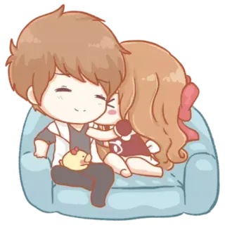 ☺️ couple, cartoon, love, affection, cute, romantic, chibi telegram sticker