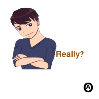 😜 Really? dibujo animado, hombre, pregunta, expresión telegram sticker