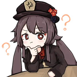 🤔 Hu Tao Genshin Impact Anime, Frage, Süß, Mädchen, Genshin, Impact whatsapp sticker