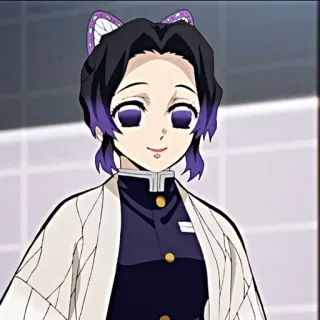 🙂 Shinobu Kocho Demon Slayer 애니메이션, 귀멸의 칼날, 코쵸우 시노부, 캐릭터, 나비, 보라색 telegram sticker