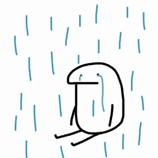 😭 verdrietig, huilen, regen, eenzaam, depressie, cartoon, meme telegram sticker