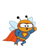 🦸‍♂ bee, cartoon, superhero, wings, flying whatsapp sticker