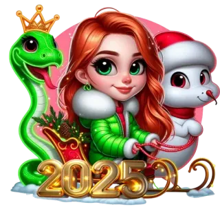 🧸 2025 ปีใหม่, 2025, งู, ผู้หญิง, การ์ตูน, วันหยุด whatsapp sticker