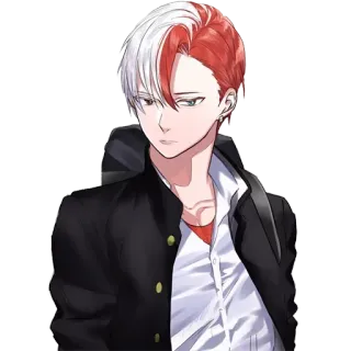 🤤 Anime, Pria, Rambut merah, Rambut putih, Pelajar, Jaket, Manga, Otaku whatsapp sticker