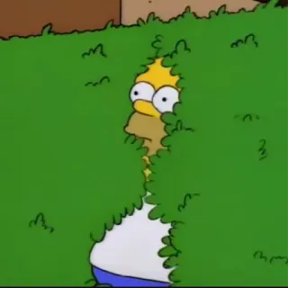 🤐 Homer Simpson The Simpsons homer simpson, i simpson, nascondino, cartone animato, cespuglio telegram sticker