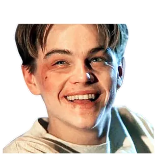 😊 Leonardo DiCaprio actor, sonrisa, moretón, película, alegre whatsapp sticker