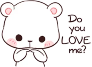 😶 Do you LOVE me? 곰, 귀여운, 사랑, 질문, 만화 telegram sticker